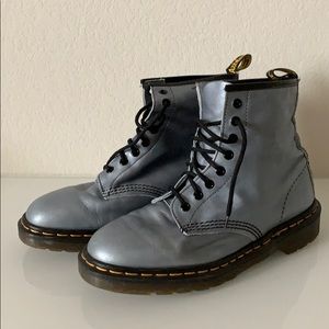 Dr. Martens 8 eyelet lace-up boots in silver